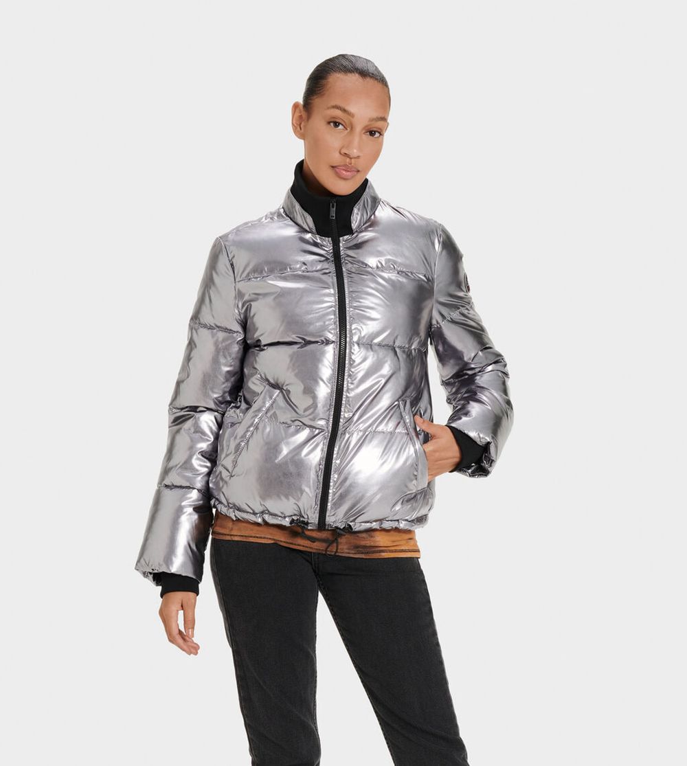 Ugg Izzie Puffer Nylon - Womens Jackets - Silver - NZ (2035RNSUL)